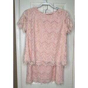 Preston & York 2 Piece Lined Lace Skirt & Top, Size M/10 Lace Overlay Lined NWT